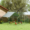 PawHut Metal Chicken Coop, 9.8 x 11.2 FT Walk-in Chicken Run with Weatherproof UV Cover, Lockable Door, Large Outdoor Poultry Cage for 10-15 Chickens, for Farm Yard Garden, Silver