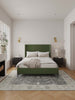 Promenade Mid-Century Modern Upholstered Velvet Queen Bed in Moss Green | Lit Queen Promenade style milieu du siecle moderne en velours capitonne vert mousse