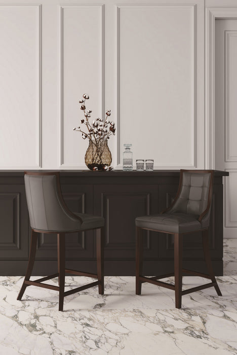 Fifth Avenue Traditional Wood Upholstered Counter Stool in Graphite - Set of 2