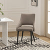Tremont Modern Metal Vegan Leather Dining Chair in Taupe | Chaise de salle a manger moderne Tremont en metal et cuir vegetalien taupe