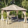 Outsunny 11' X 11' Steel Gazebo Canopy Party Tent Shelter With Double Roof, Netting Sidewalls, Corne|Outsunny 11' X 11' Abri De Tente De Fete En Acier Avec Toit Double, Parois Laterales En Filet, Ridea
