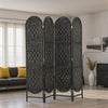 HOMCOM 4 Panel Room Divider, Bohemian Folding Privacy Screen, Black