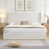 Liam Upholstered Platform Bed with Wingback Headboard,King Size,Beige King Bed | Liam Lit plateforme rembourre avec tete de lit a ailes, taille King, beige