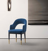 Carrington Modern Glam Upholstered Velvet Armchair in Midnight Blue | Fauteuil moderne glamour Carrington en velours bleu nuit