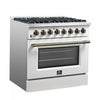 Forno Galiano 36" Dual Fuel Range, White, 5.36 cu.ft.- FFSGS6156-36WHT | Cuisiniere a double combustible Galiano 36 po, blanche, 5,36 pi³ - FFSGS6156-36WHT