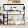 Liam House Bunk Bed with Built-in Ladder and Metal Frame,Twin Over Twin Size,Black  | Lits superposes Liam en forme de maison avec echelle integree et cadre en metal, taille Twin sur Twin, noir