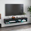 HOMCOM Floating TV Stand with Storage and Lights for TVs up to 75" Black