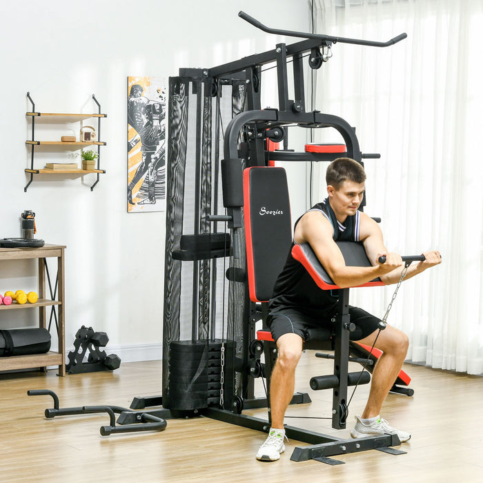 Soozier Multi Home Gym Equipment, Workout Station With 99lbs Weight Stack