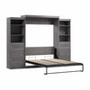 Bestar Pur Queen Murphy Two Shelving Units with Drawers 115-Inch Wall Bed - Bark Grey|Grand lit escamotable mural Pur de Bestar de 115 po avec 2 meubles à tablettes et tiroirs - gris écorce