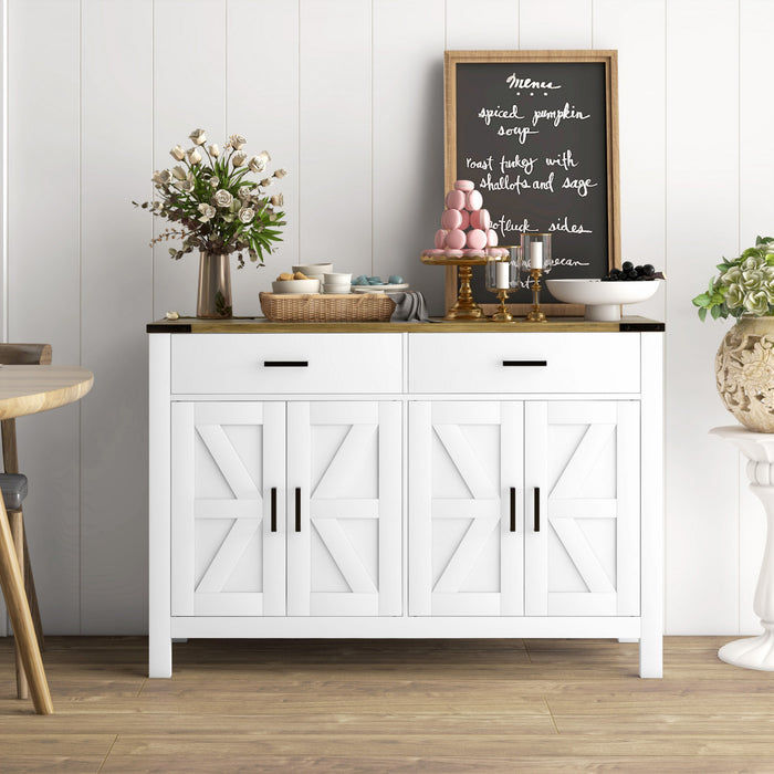 HOMCOM Sideboard Buffet Cabinet w/ Drawers and Shelves, Farmhouse Sideboard