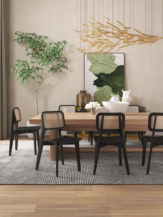 Versailles Industry Chic Wood Dining Chair in Black and Natural - Set of 4