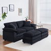 Liam 84.6" Comfortable Cloud Modular Sofa with Corduroy Upholstered,Black  | Liam Canape modulaire confortable Cloud 84,6" avec revetement en velours cotele, Noir