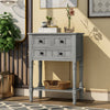 Olivia Solid Wood Console Table With Drawers And Bottom Shelf - Grey | Table Console Olivia En Bois Massif Avec Tiroirs Et Etagere Inferieure - Gris