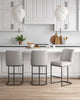 Serena Modern Metal Upholstered Counter Stool in Light Gray - Set of 3 Bar Stool | Tabouret de comptoir moderne en metal et tissu Serena, gris clair - Lot de 3