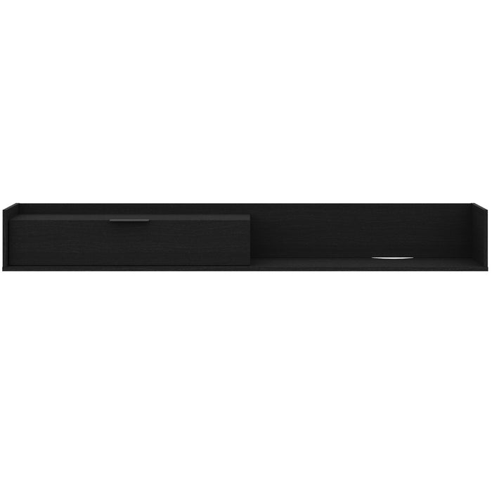 Nordika Slim 72\" Wall-Mounted TV Stand with Storage Cabinet - Black