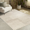 Florence Brown Cream Geometric Linework Design Rug, 6'7" x 9'6" Indoor Area Rug | Tapis Florence Brown Cream a motif geometrique a lignes lineaires, 6'7" x 9'6"