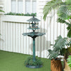 Outsunny 3-in-1 Garden Bird Bath Bowl Pedastal with Bird Feeder, Green