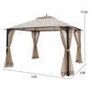 Costway 12' X 10' Outdoor Patio Gazebo Canopy Shelter Double Top Sidewalls Netting Beige