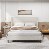 Harper Upholstered King Bed Frame with High Headboard, Chenille Fabric - Beige | Cadre de lit king Harper rembourre avec tete de lit haute, tissu chenille, beige