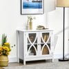 HOMCOM Kitchen Sideboard, Glass Door Buffet Cabinet with Adjustable Shelf