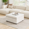 Liam 34.25" Large Square Faux Leather Ottoman Coffee Table with Storage,Beige  | Liam Ottoman Coffre Carre Large de 34,25" en Simili Cuir avec Rangement, Beige