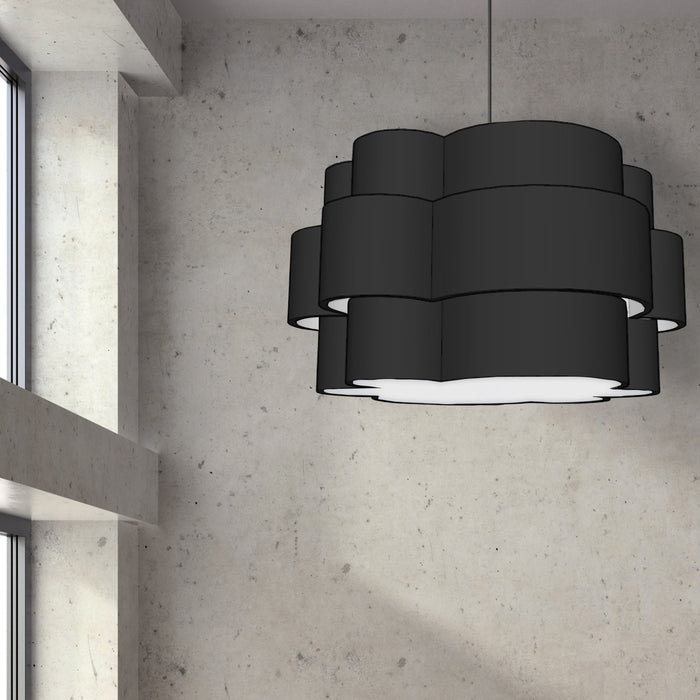 Dainolite Phlox 4 Light Chandelier Matte Black Black/White Shade Lamp