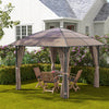 Outsunny 10 X 10ft Hardtop Gazebo With uv60+ Polycarbonate Roof & Curtains|Outsunny Tonnelle A Toit Rigide 10 X 10 Pi En Polycarbonate Uv60+, Kaki