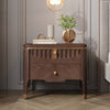 Liam Modern Wave Design Nightstand with 2 Storage Drawers,Brown  | La table de nuit moderne Liam avec design en vague et 2 tiroirs de rangement, couleur marron