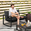 Outsunny Outdoor Sofa Loveseat, Webbing Patio Couch With Thickened Cushion