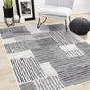 Forte White Grey Black Modern Striped Patches Area Rug - 5'3" x 7'5"|Carpette Forte blanche, grise et noire à motif de taches rayées modernes - 5 pi 3 po x 7 pi 5 po