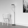 Dainolite Mother & Son LED Floor Lamp Black/Polished Chrome Finish|Lampe à pied Mother & Son de Dainolite avec fini noir et chromé poli et ampoule à DEL