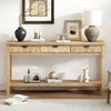 Oliver 60'' Fir Veneer Entryway Table with Honeycomb Design and Drawers, Natural Sofa Table  | Table d'entree Oliver 60'' en placage de sapin avec design en nid d'abeille et tiroirs, naturel