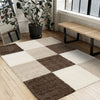 Fairmont Brown Beige White Checkered Rug, 7'10" x 10'6" Indoor Area Rug | Tapis Fairmont a carreaux brun beige blanc, 7'10" x 10'6"