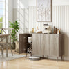 HOMCOM Sideboard, Fluted Buffet Cabinet with Adjustable Shelves, Light Grey