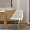 Gracie Modern Metal Vegan Leather Dining Chair in White and Gold | Chaise de salle a manger moderne Gracie en metal et cuir vegetalien blanc et or
