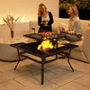 Outsunny Outdoor Fire Pit Firepit With Adjustable Grill Grate Poker, Black