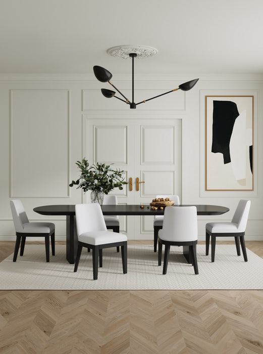 Gansevoort Modern Wood Vegan Leather Dining Chair in Ivory - Set of 4