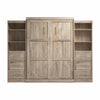 Bestar Pur Queen Murphy Two Shelving Units with Drawers 115-Inch Wall Bed - Rustic Brown|Grand lit escamotable mural Pur de Bestar de 115 po avec 2 meubles à tablettes et tiroirs - brun rustique