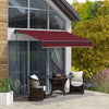 Outsunny 8' X 6.5' Patio Retractable Awning Sunshade Shelter, Wine Red|Outsunny 8' X 6,5' Auvent Retractable, Abri Pare-soleil, Rouge Vin
