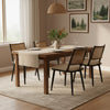Oliver Modern Dining Chairs with PU Upholstered and PE Rattan Backrest Set of 4,Black  | Chaises de salle a manger modernes Oliver avec assise rembourree en PU et dossier en rotin PE, lot de 4, noir