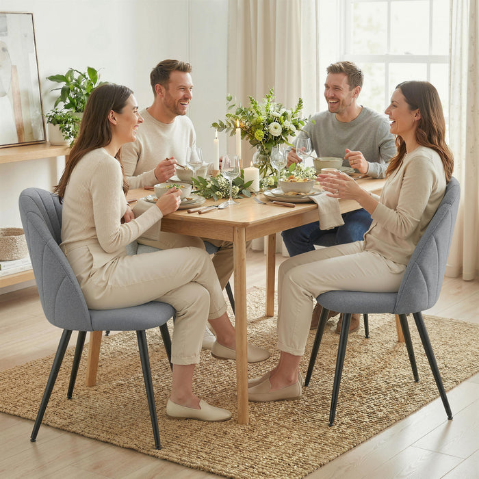 HOMCOM Dining Chairs Set of 4 Kitchen Chairs with Metal Legs Grey