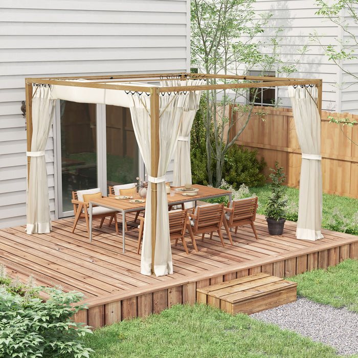 Outsunny 10 X 10 Ft Retractable Pergola Canopy With Netting Sidewalls