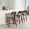 Patricia Modern Wood Upholstered Counter Stool in Linen - Set of 3 | Tabouret de comptoir moderne en bois Patricia avec revetement en lin - Lot de 3