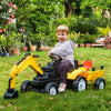 Aosom Ride-on Toy Pedal Digger Construction Car With Horn & Detachable Trailer, Yellow|Aosom Voiture De Construction A Pedales Avec Klaxon Et Remorque Detachable, Jaune