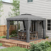 Outsunny 10' X 10' Outdoor Patio Gazebo Shelter Tent W/ Sidewalls, Grey|Outsunny Tente D'abri De Patio 10' X 10' Avec Parois Laterales, Gris