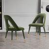 Neda Modern Upholstered Velvet Dining Chair in Olive Green - Set of 2 | Chaise de salle a manger moderne Neda en velours vert olive - Lot de 2