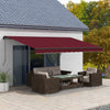 Outsunny 15' X 10' Patio Retractable Awning Sunshade Shelter, Wine Red|Outsunny 15' X 10' Auvent Retractable, Abri Pare-soleil, Rouge Vin