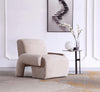 Verandah Mid-Century Modern Chenille Lounge Chair in Beige | Fauteuil lounge en chenille beige Verandah style mid-century modern