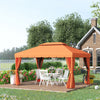 Outsunny 10 X 13ft Aluminum Frame Gazebo Canopy Double Tier Garden Shelter With Netting And Curtains|Outsunny 10 X 13pi Belvedere Cadre En Aluminium Tonnelle Auvent Double Niveau Abri De Jardin Avec Fi