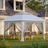 Outsunny 12' X 12' Pop-up Tent Gazebo Instant Canopy W/ Roller Bag|Outsunny 12' X 12' Tonnelle Barnum De Jardin Pop-up Pliant Acier Polyester Moustiquaires + Sac De Tr